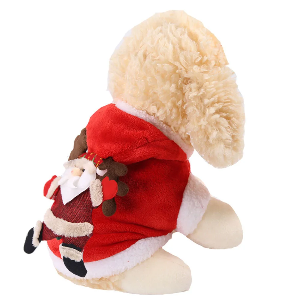 Pet Рождественская одежда с рисунком щенка Рождественский костюм Санта-костюм северного оленя теплые зимние Флисовые толстовки; пальто-свитер для маленьких собак костюм для кошек