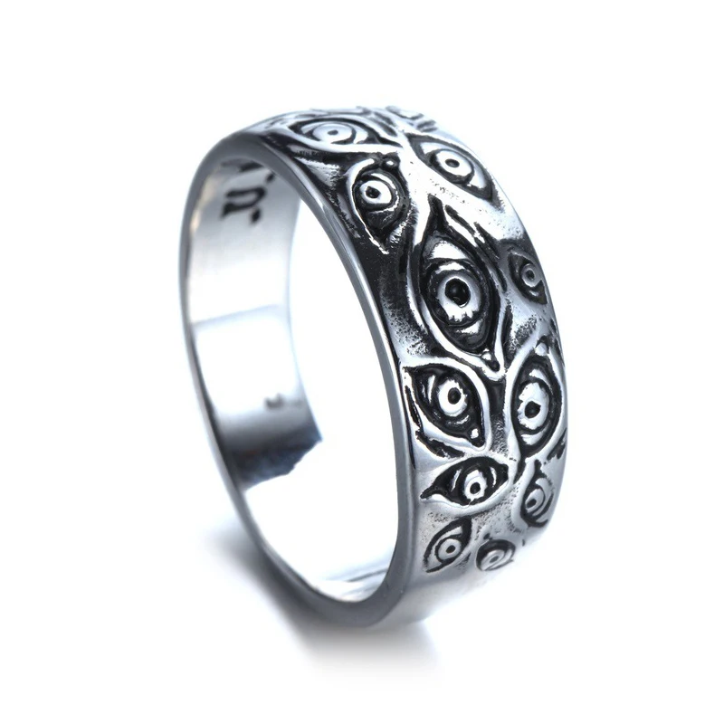 Vintage Punk Carved Eyes Mens Ring Finger Jewelry Hip Hop Rock Culture Ring Unisex Women Male Party Metal Rings Accessories finger ring