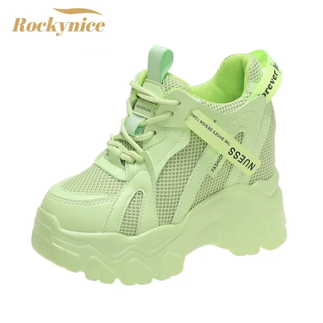 2021 Autumn Women Chunky Sneakers Breathable Mesh Casual Shoe 10cm Wedge  Heels Platform Shoes Chaussures Femme Sports Dad Shoes - Women's Vulcanize  Shoes - AliExpress