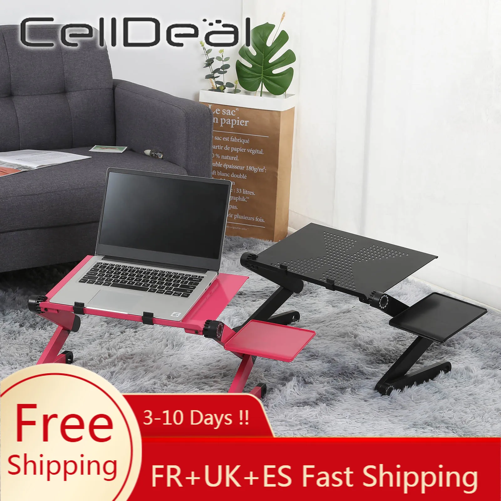 Portable Aluminum Laptop Desk Ergonomic Computer Desk Adjustable TV Bed Lapdesk Tray PC Table Stand 