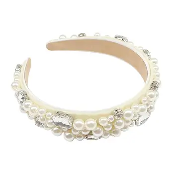 

1pc Pearl Headband Decorative Hair Hoop For Women Girls Creative Delicate Rhinestone Hair Hoop For Wedding Birthday Party