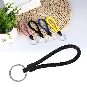

ID Card Lanyard Practical Creative 2pcs PU Rope Ring Keychain Lanyard Finger Sling Hand-Woven Rope