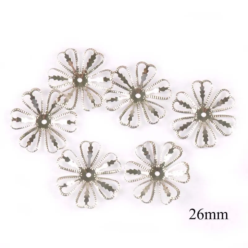 Gold/silver/Bronze 10 Style Flowers Wraps Filigree Connectors For Scrapbooking Embellishments Metal Crafts Decor 20pcs YK0762 - Цвет: 5 silver