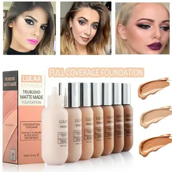 

LULAA 35ml INSTACOVER WATERPROOF FOUNDATION AgeRewind Matte Liquid Foundation Base Makeup Oil Control Long Lasting Concealer