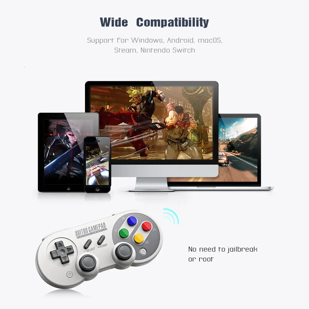Official 8BitDo SF30 Pro Wireless Bluetooth Gamepad Controller with Joystick for Windows Android macOS Nintendo Switch Steam