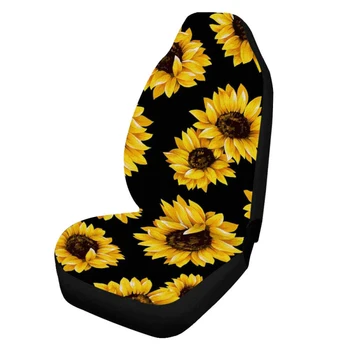 

1/2PCS Car Seat Embroidery Cover Universal Car Sunflower Printed Seat Case Polyester Fiber Protector Mat General