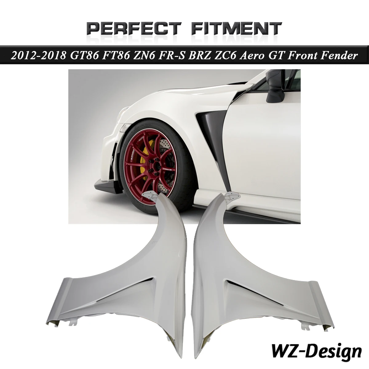 

Fiber Glass VS KU ARS-II Style Front Bumper & Front Fender & Side Skirt Fit For 2012-2018 GT86 FT86 ZN6 FR-S BRZ ZC6