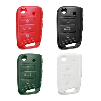 

1 Pcs Black Car Key Case Cover For Skoda Octavia Kodiaq Karoq For Seat Ateca Leon