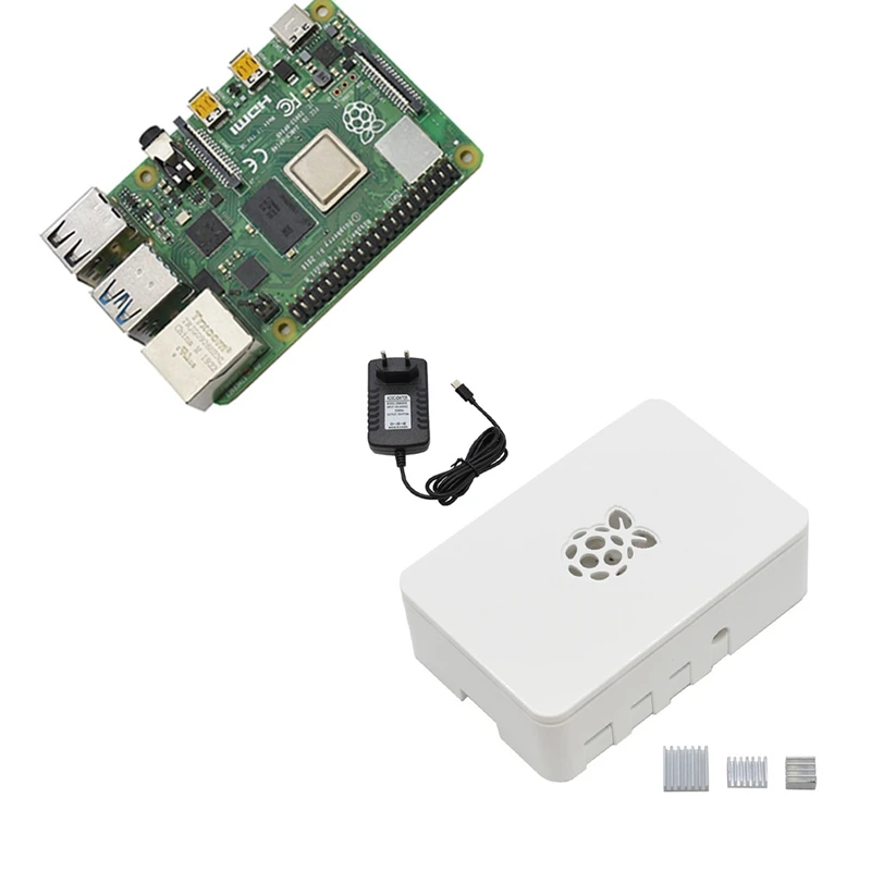 Для Raspberry Pi 4 Модель B ABS чехол 4G Оперативная память DIY Kit с белым радиатора 5V 3A Мощность адаптер для Raspberry PI 4B