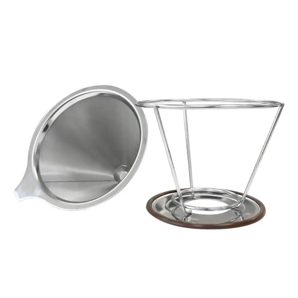 

304 Stainless Steel Drip Coffee Holder Funnel Baskets Double Layer Coffee Filter Reusable Coffe Filters and Stand Coffee Filter