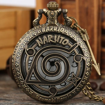 

Bronze Hollow-out Naruto Theme Quartz Pocket Watch Japan Anime Naruto Kakashi Antique Clock Hours Men Women Gifts Reloj Hombre