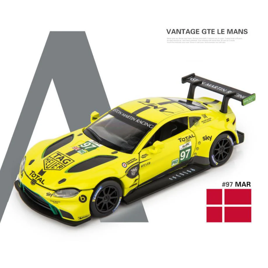 1:32 Scale Vehicle Wheels Astonmartins Vantage Gte Metal Model 24 Heures Du Mans Diecast Racing Car Pull Back Toy Light Sound