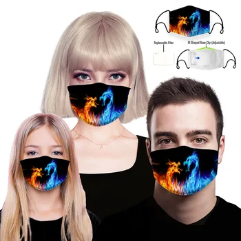 

Free Shiping Mouth Face Mask 3D Digital Printing Mouth Mask Washable Mask Contains Filter Chip Cotton Mouth Kids Mask