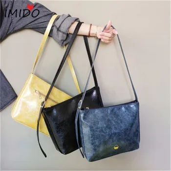 

Vintage Shiny Crack Shoulder Bag PU Leather Handbags Womens Messenger Crossbody Bags Designer Flap Bag Torebki Damskie