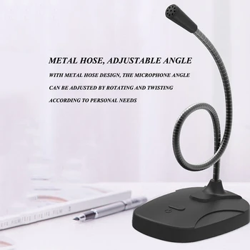 

Flexible Omnidirectional Computer Mic 360° Adjustable Studio Speech Microphone USB Jack Gooseneck Wired Jack Plug for Laptop