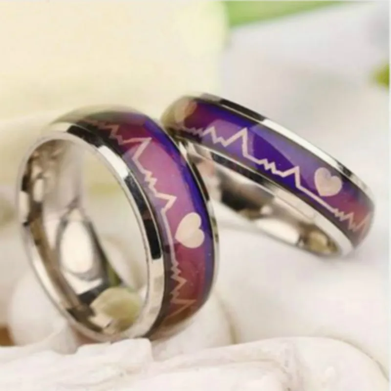 1 шт., кольцо для настроения, красочное, меняющее температуру, волшебное, стальное, обручальное кольцо для женщин и мужчин, модное ювелирное изделие