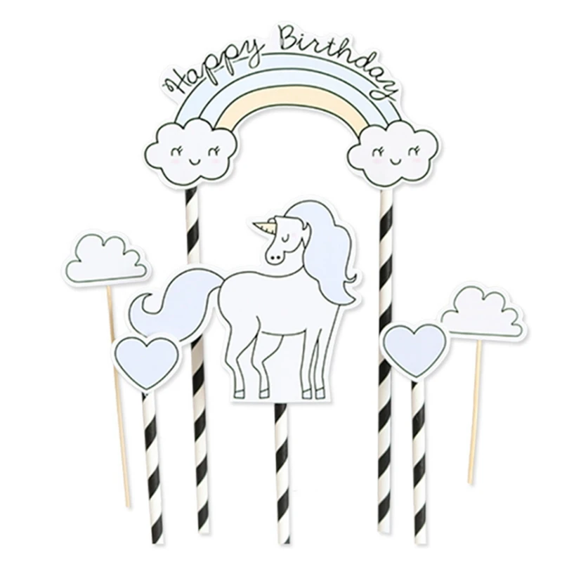 Новый красивый день рождения лошадь торт украшение вставка карточка ручная