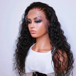 Kryssma Afro Kinky Curly Synthetic Wigs Black Lace Front Wigs For Women Glueless Heat Resistant Hair Wig Long Curly Closure Wig