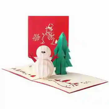 

Merry Christmas Vintage 3D Laser Cut Up Paper Handmade Custom Greeting Cards Christmas Gifts Souvenirs Postcards Supplies