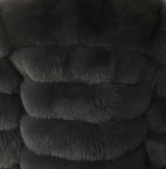 Dark Gray Модное пальто из натурального меха серебристой лисы, толстое теплое Женское пальто из синей лисы, зимнее элегантное пальто из натурального меха с круглым вырезом - Цвет: Dark Gray