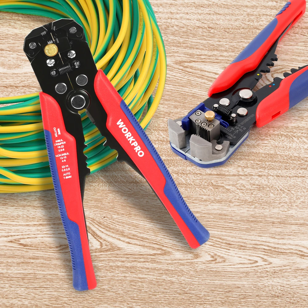 Wire stripper,universal pliers,hand tools,stripping pliers,crimping tool,crimping tools,wire stripping pliers,multifunctional pliers,multifunctional tools,wire pliers,crimping pliers WORKPRO Electrician's Wire Pliers Multifunctional Pliers Automatic Wire Stripper Crimping Function Ergonomic Handle