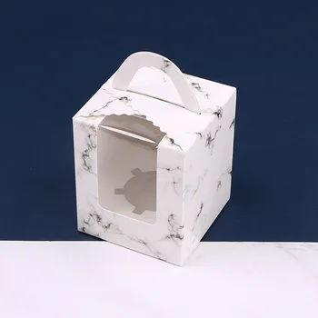 

5 Pcs Paper Gift Box with Window Kraft Paper Box Cake Food Packaging Candy Cookies Cupcake Dragees for Wedding Chocolate Bags