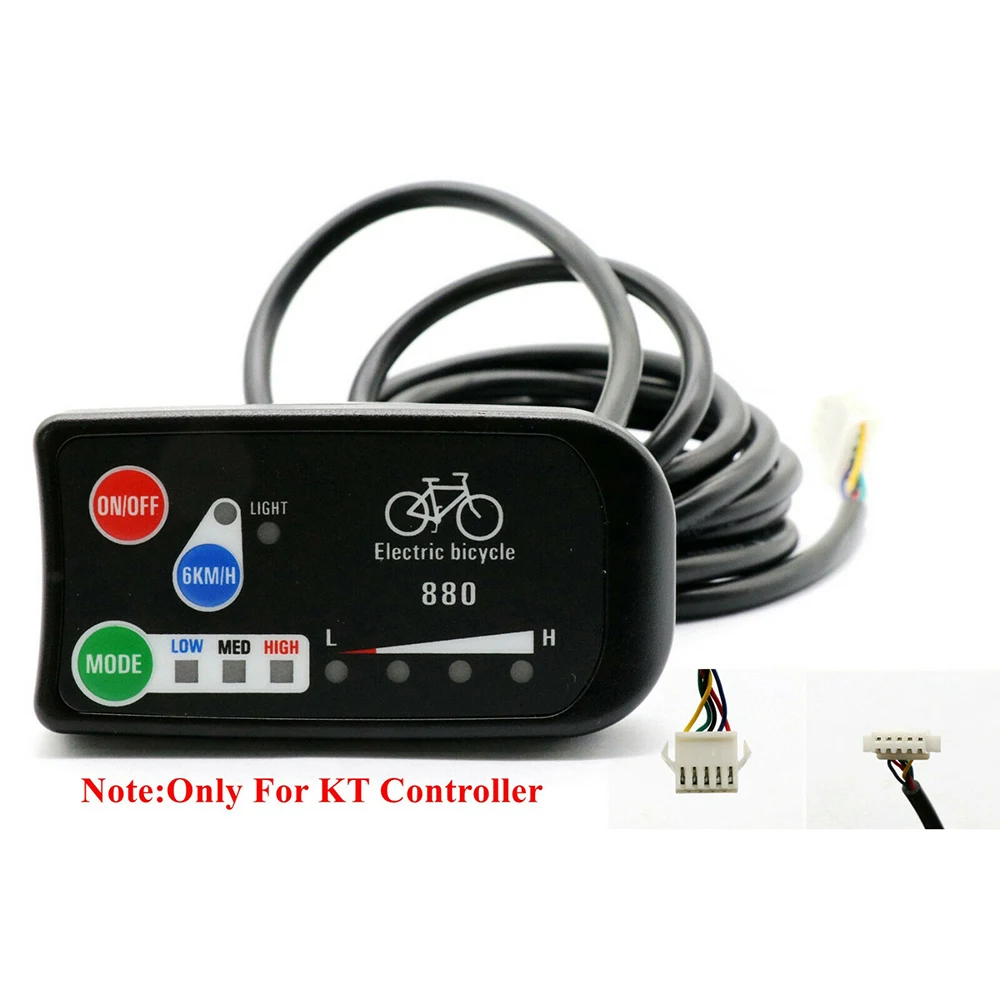 

24V 36V 48V KT 880 LED Display for Electric Bicycle Cycling Speed Meter Connect Ebike Headlight and Controller
