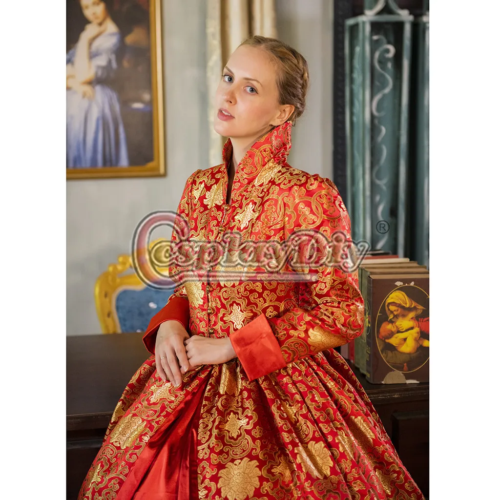 Cosplaydiy викторианская Королева Принцесса бальное платье средневековый суд платье L320
