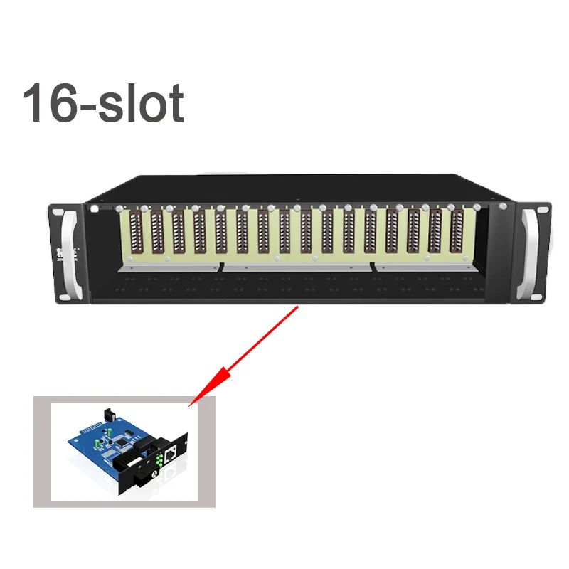 14 slots media converter rack transceiver SC/PC EPON optical ftth double power module 2u switch gigabit transceiver frame