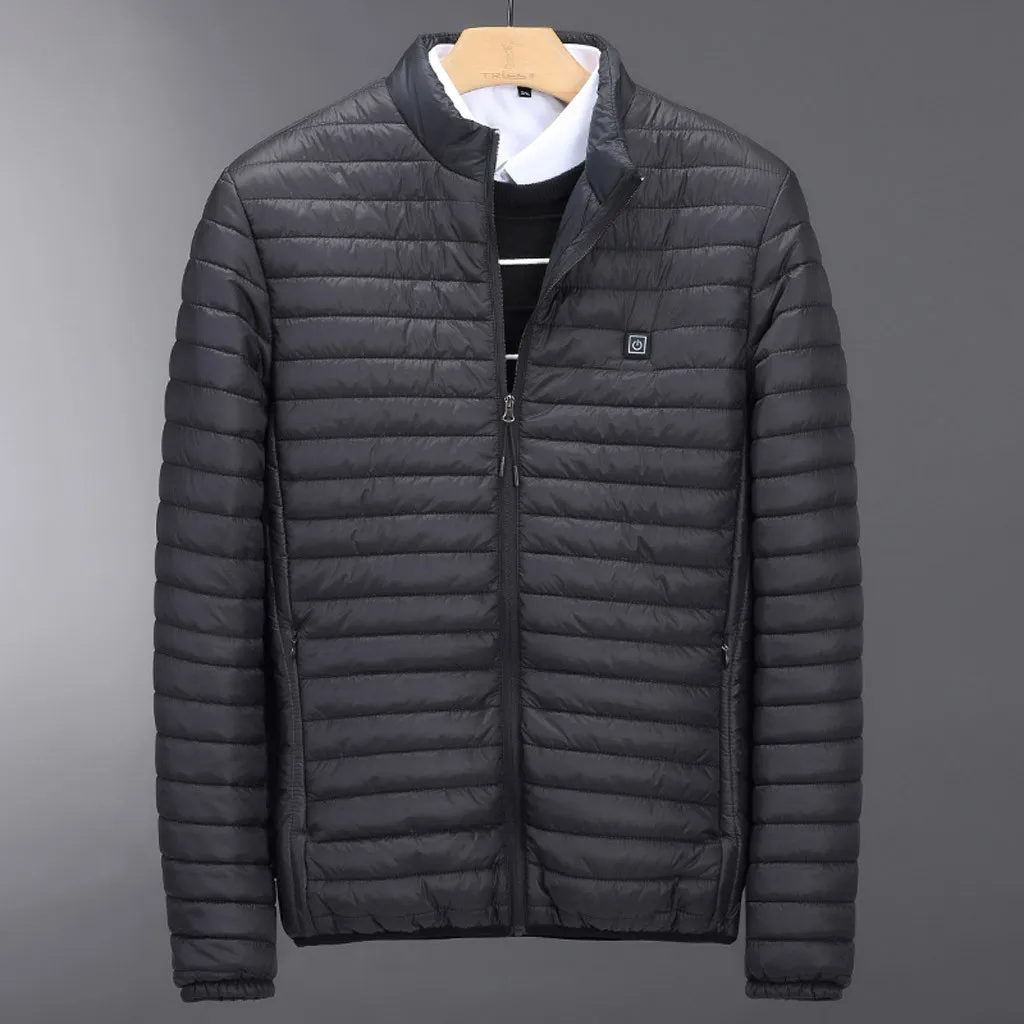 Мужские Смарт USB Брюшная спина с электрическим подогревом теплые куртки пальто размера плюс повседневные зимние куртки jaqueta masculino z0814