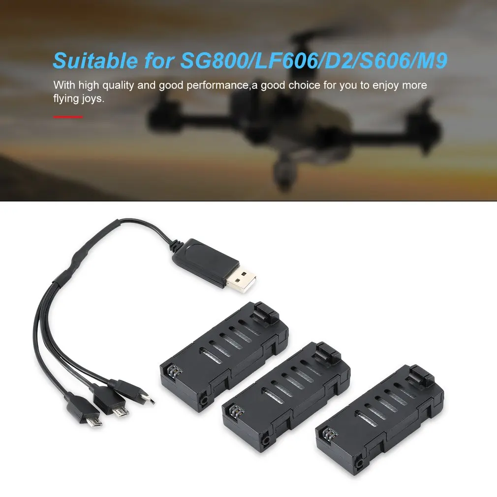 3 шт 3,7 V 500 мА/ч, SG800/LF606/D2/S606/M9 Батарея с 3-в-1 Зарядное устройство Rechagerable Батарея запасные Запчасти для складывания 4 оси Дрон