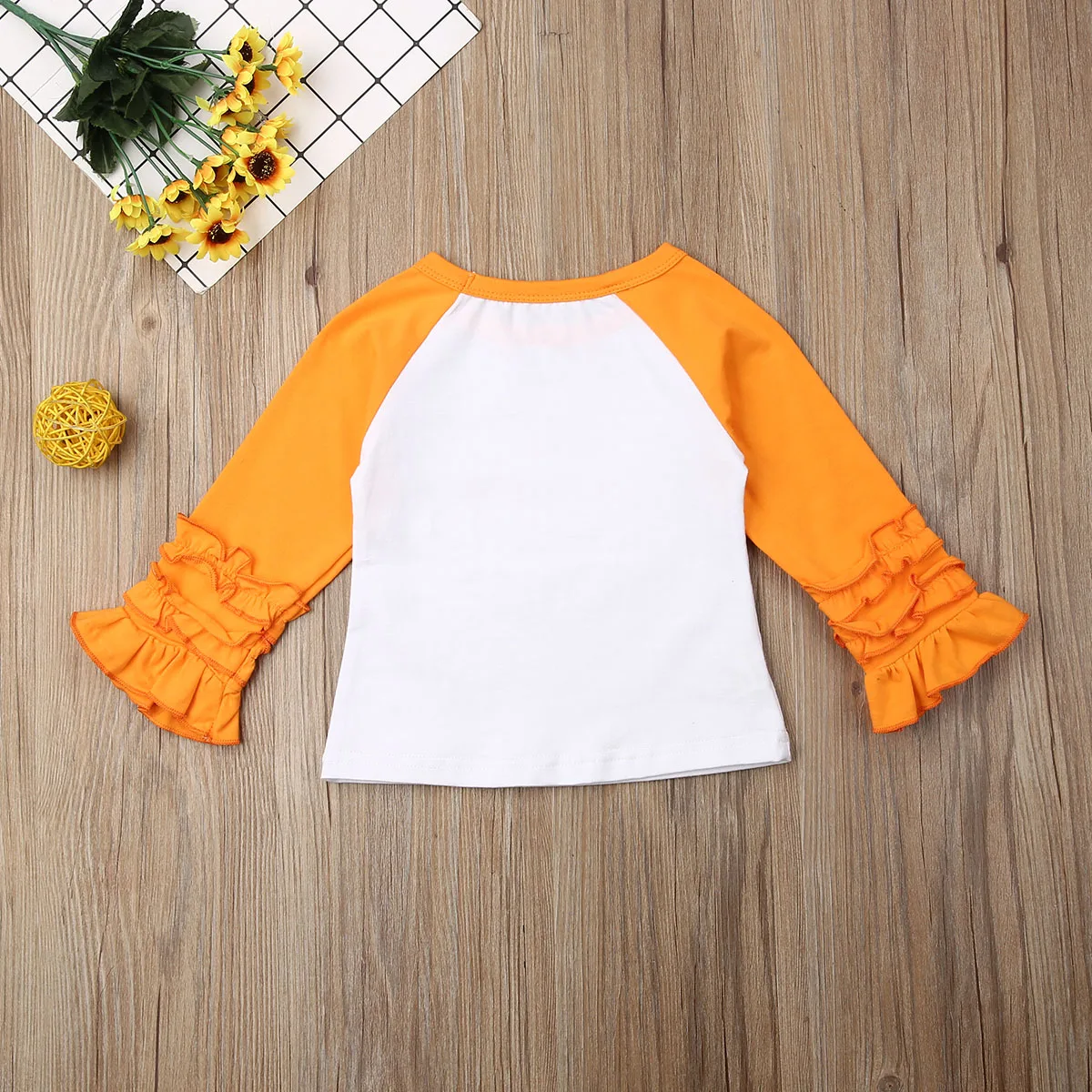 Baby Halloween T-Shirts Toddler Infant Baby Girl Halloween Pumpkin Ruffle T-shirt Tops Casual Clothes