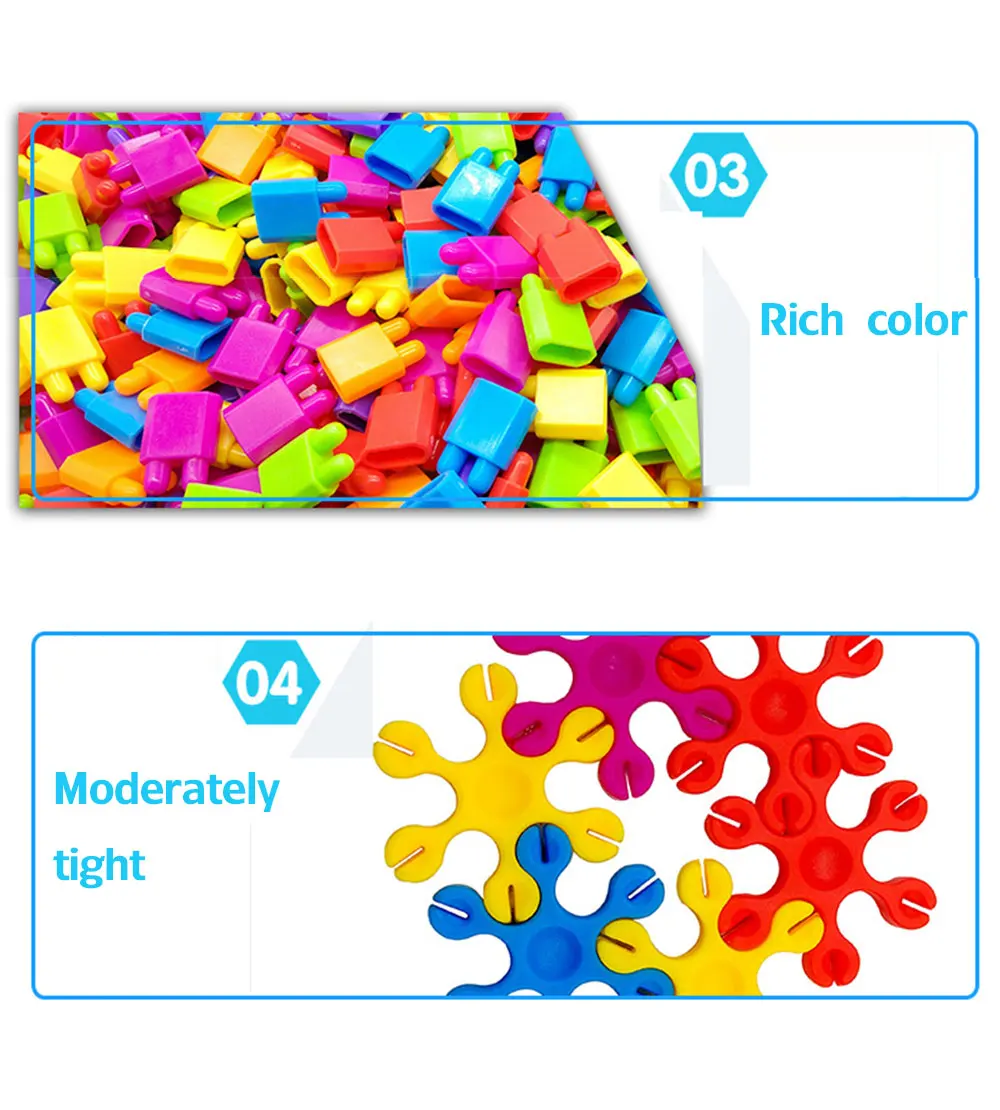 Creative hexagonal color snowflakes children's desktop puzzle plastic spell inserted blocks early childhood education toys