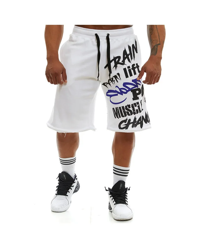 

New street trend muscle fitness beach basketball football brothers Summer men sport leisure exercise cotton loose shorts