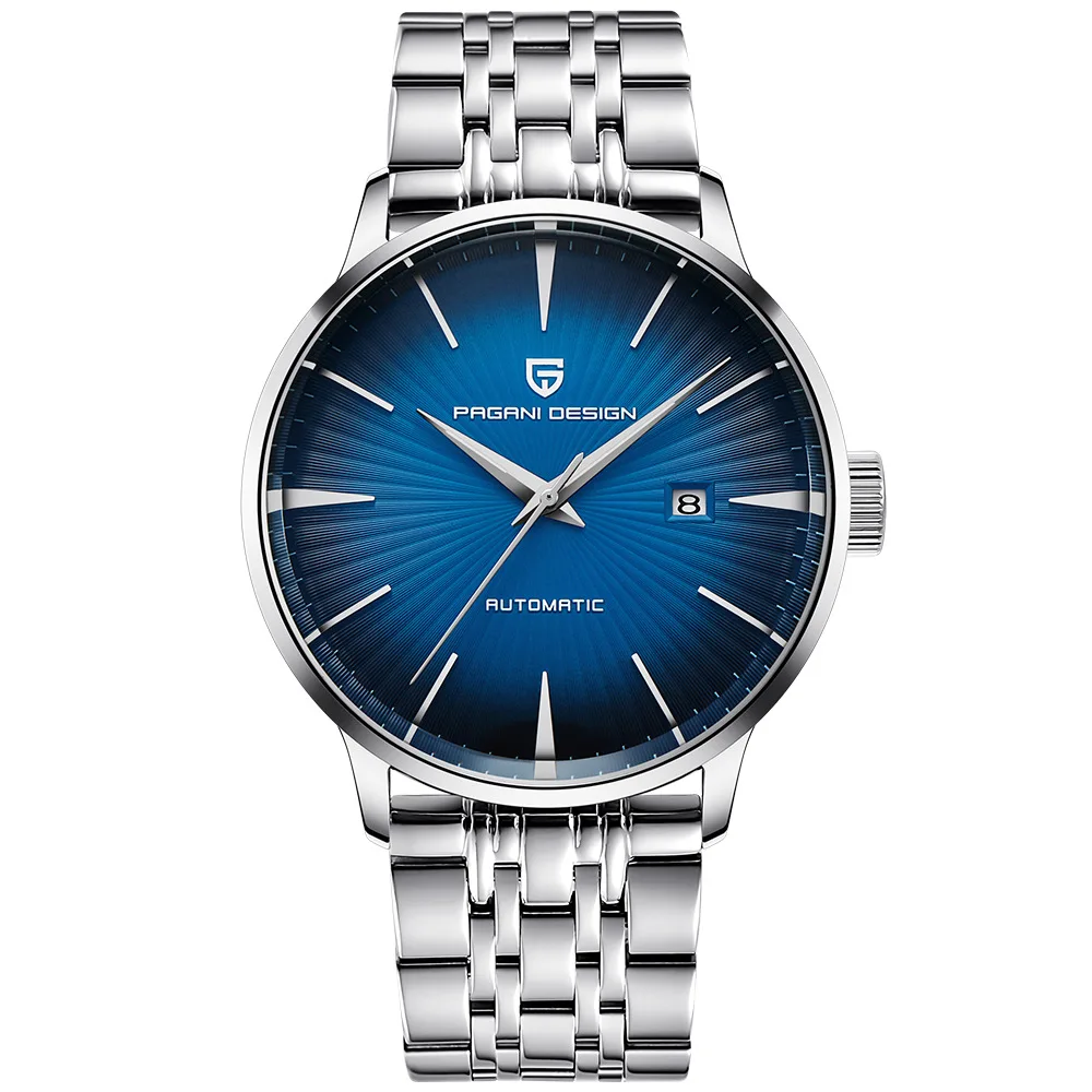 PAGANI DESIGN Luxury Brand Men Watch Automatic Mechanical Men Watches Waterproof Stainless Steel Watch For Men Relogio Masculino - Цвет: steel blue