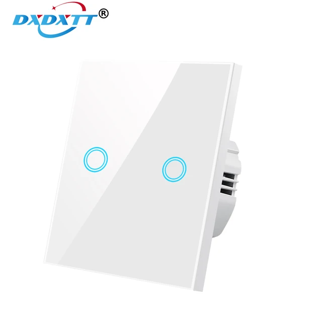 Light Switch 220 V EU Standard Tempered Crystal Glass Power 1 2 3 Gang 1 Way Uxury Lamp Led Backlight Wall Touch Sensor Switch 603 NO LOGO White 02