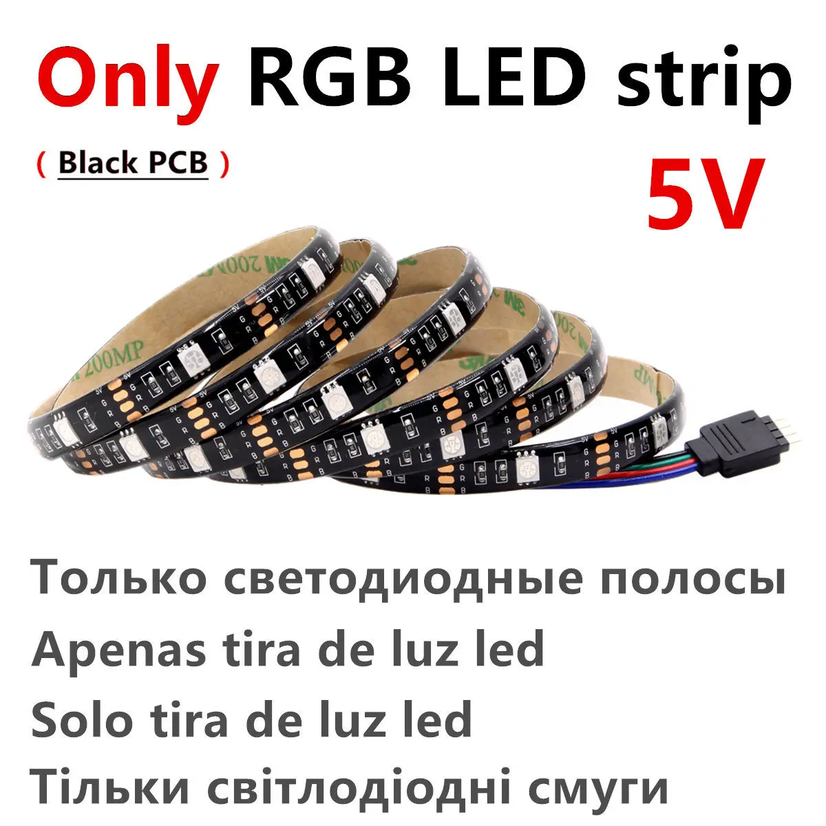 Only led strip Black USB RGB Светодиодные ленты Водонепроницаемый 5V 5050 SMD RGB USB Светодиодные ленты светильник с регулируемой яркостью, лента светодиодный светильник 17key 44Key/24key Добавить Wi-Fi - Испускаемый цвет: Only led strip Black