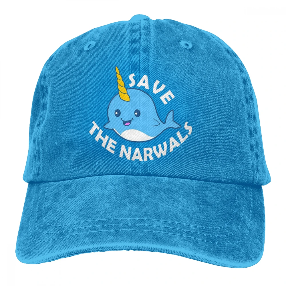 Save The Narwhals Casquette черные унисекс Мужские Женские джинсовые бейсболка с ремешком кепки регулируемые Гольф папа шляпа