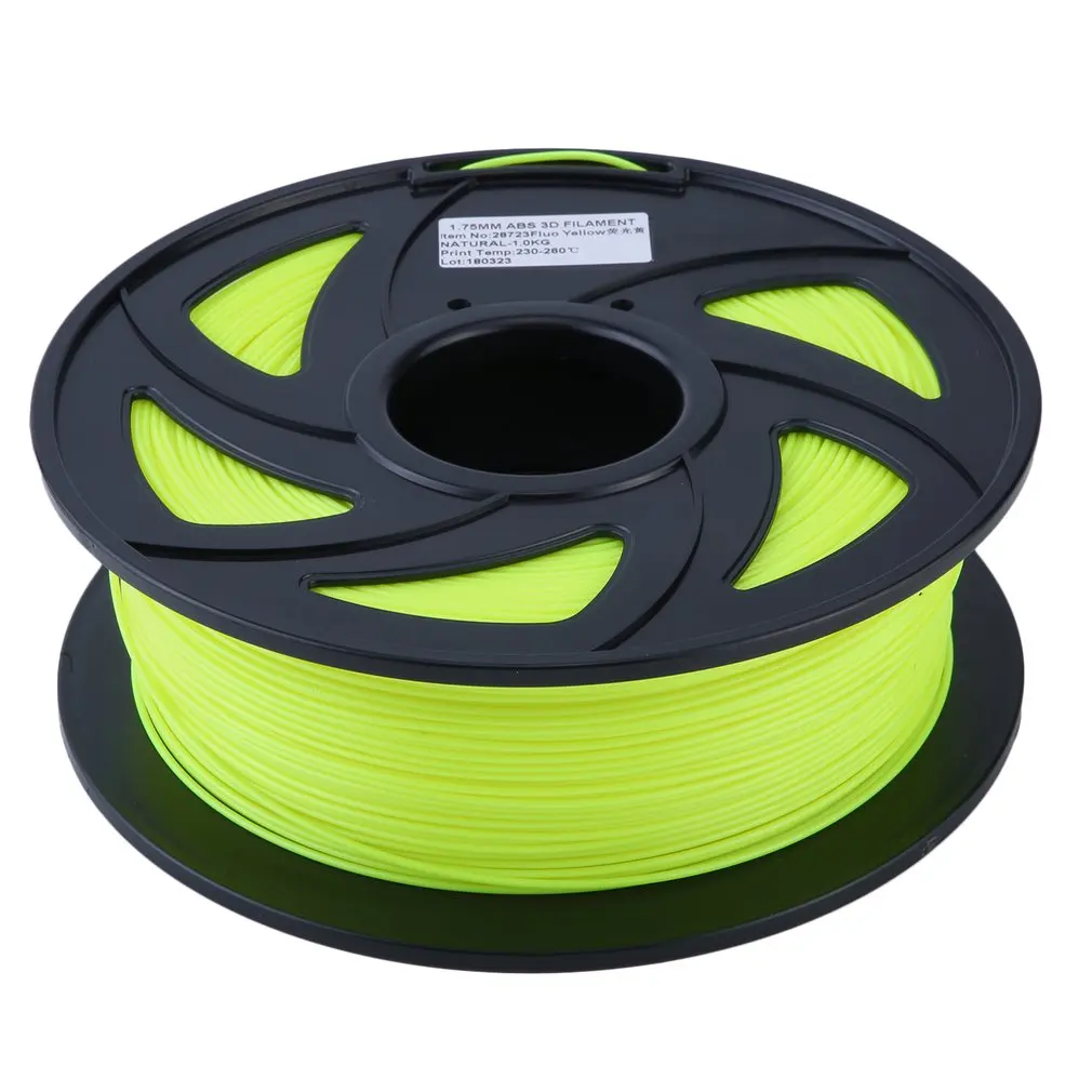 fluorescent yellow Высококачественный ABS 1,75 мм нить для 3d принтера материалы для печати рулон 1 кг подходит для большинства 3d принтеров гладкая печать - Цвет: fluorescent yellow