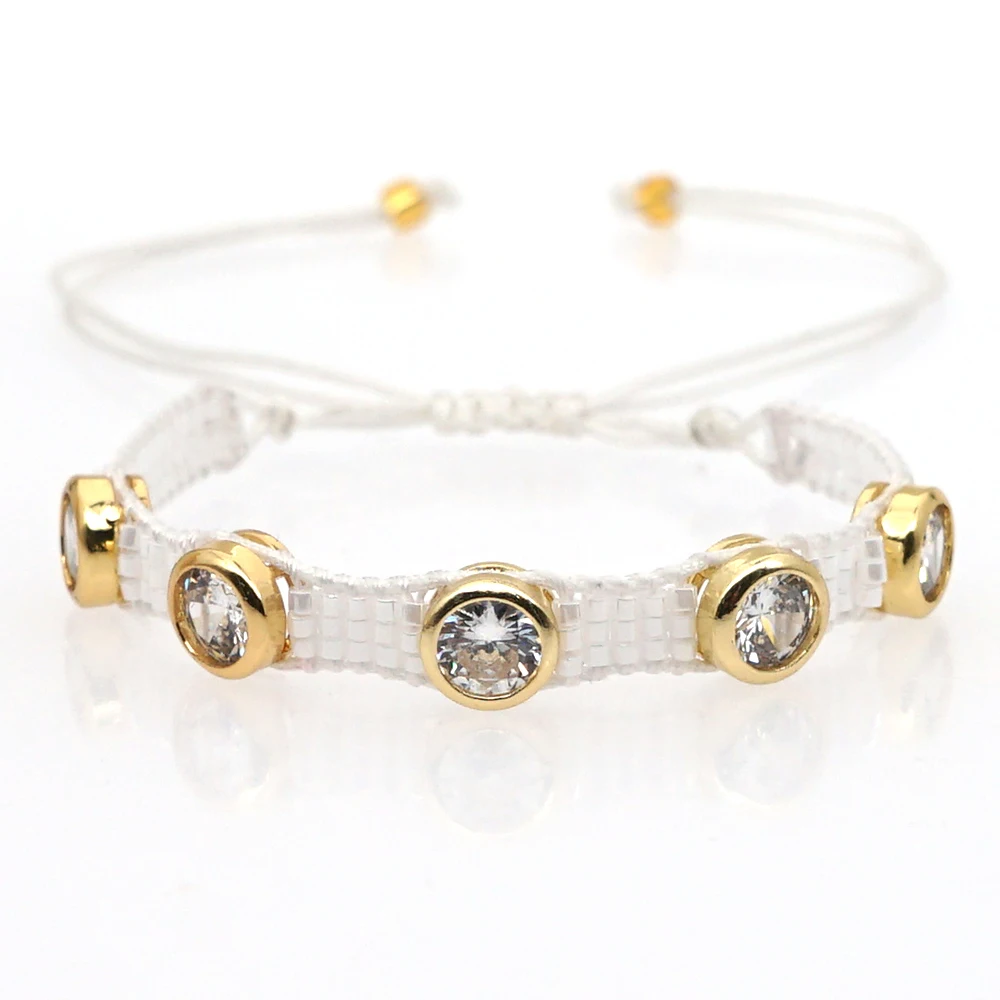 Go2boho браслет для женщин MIYUKI браслеты Pulseras Mujer Moda женский кристалл для изготовления украшений вручную белый браслет тканый