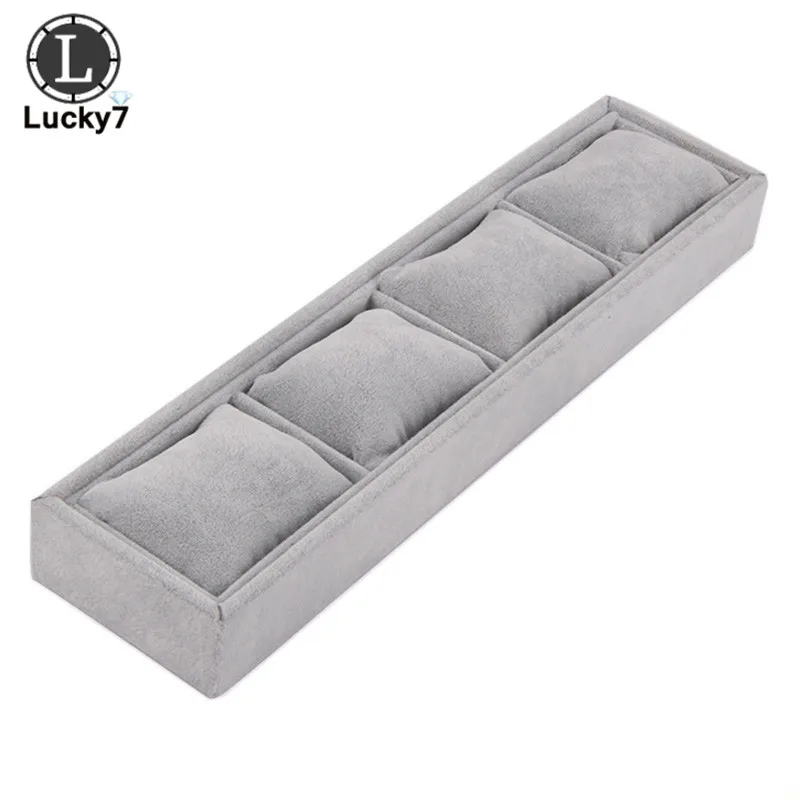 Gray Velvet Ювелирная Подушка дисплей реквизит часы браслет витрина часы лоток браслет лоток 4 сетки коробка дисплея ювелирных изделий - Цвет: Gray Velvet