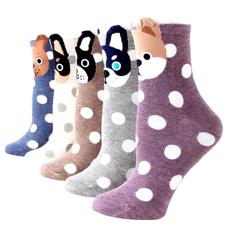 

Womens Socks Cartoon Animal loyal Dog funny socks Character Cute colorful pattern for Winter and Autumn