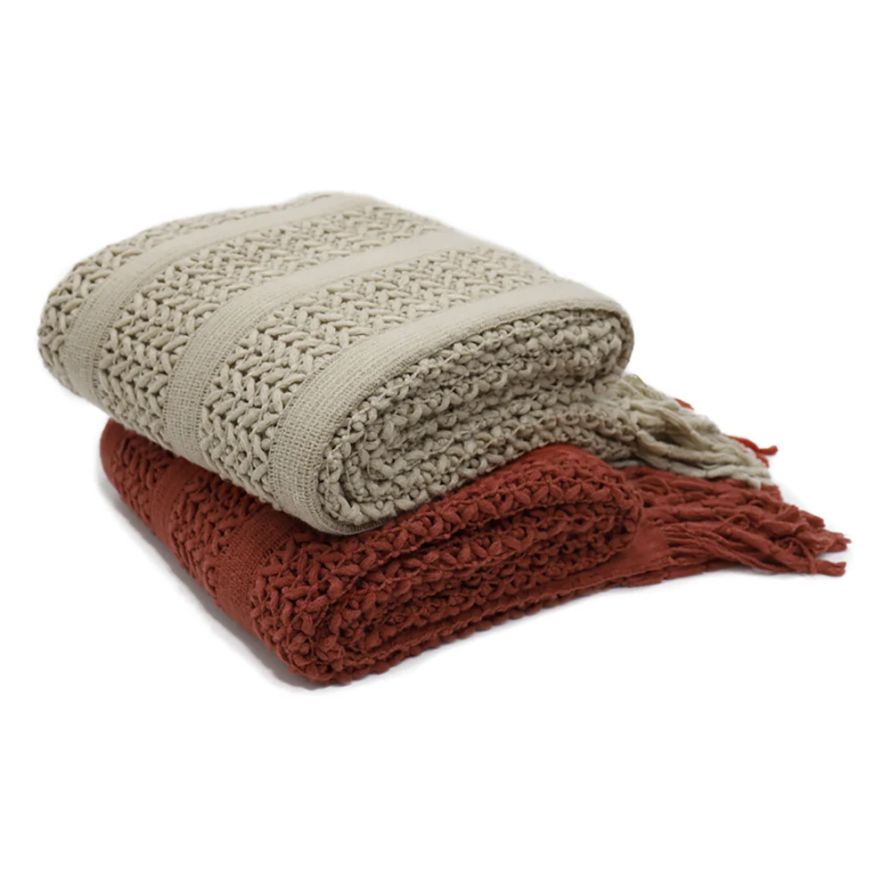 Battilo однотонное вязаное Сетчатое одеяло с кисточками, супер мягкое теплое разноцветное одеяло для дивана