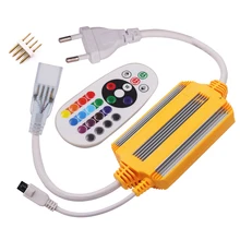 

NEW2022 NEW Waterproof IP68 220V Neon Light RGB Controller EU Plug 1500W with IR 24Key Remote Controller for 5050 2835 LED