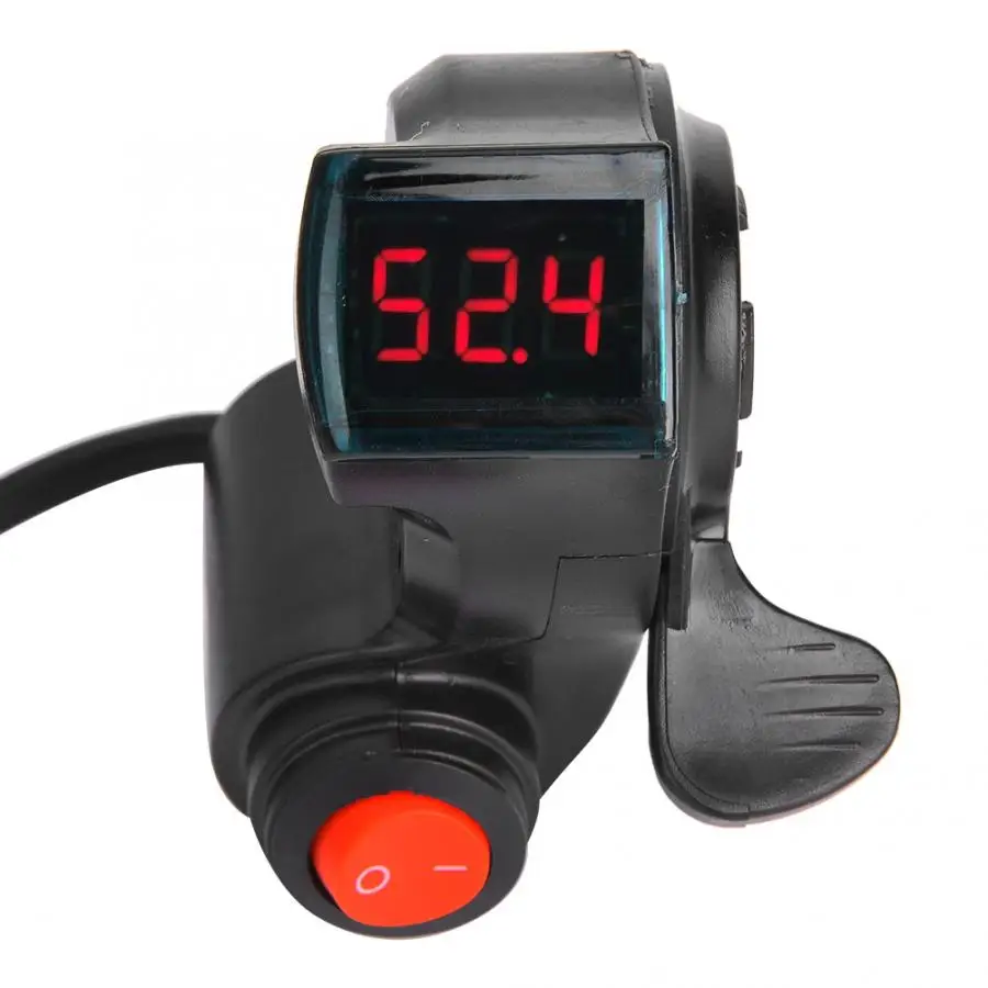 E-Bike Thumb Throttle Electric Bicycle Voltage Display Switch Handle Finger Throttle E-bike Motor 12V to 99V Thumb Throttle
