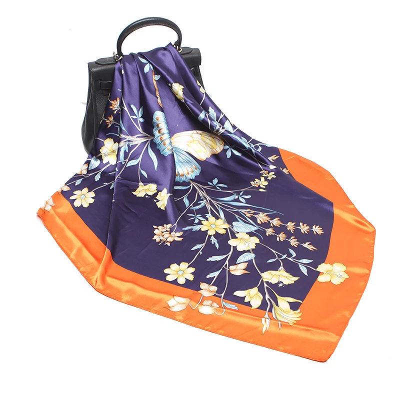 Роскошный шелковый шарф 90 см шали и накидки сатиновые шарфы из искусственного