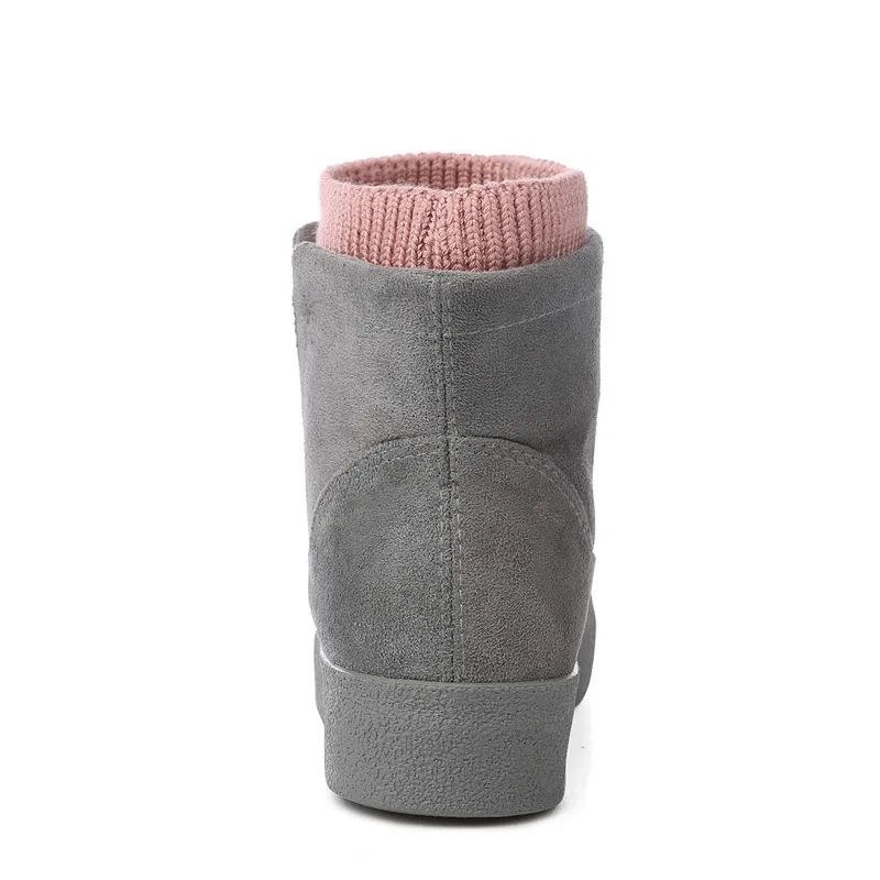 Зимние ботинки; Botas Mujer; Новинка года; женские ботинки; Модные ботильоны из флока на платформе и высоком каблуке; сезон весна-осень