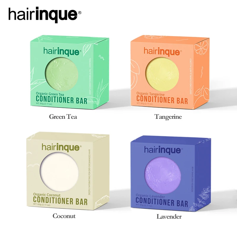 

HAIRINQUE Organic 4 different fragrances handmade hair conditioner bar solid conditioner soap portable for traveling hair care