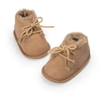 

Autumn Winter Baby Shoes Warm Baby Plush Boots Snow Shoes Baby Boots Solid Lace-Up Cross-tied 2018