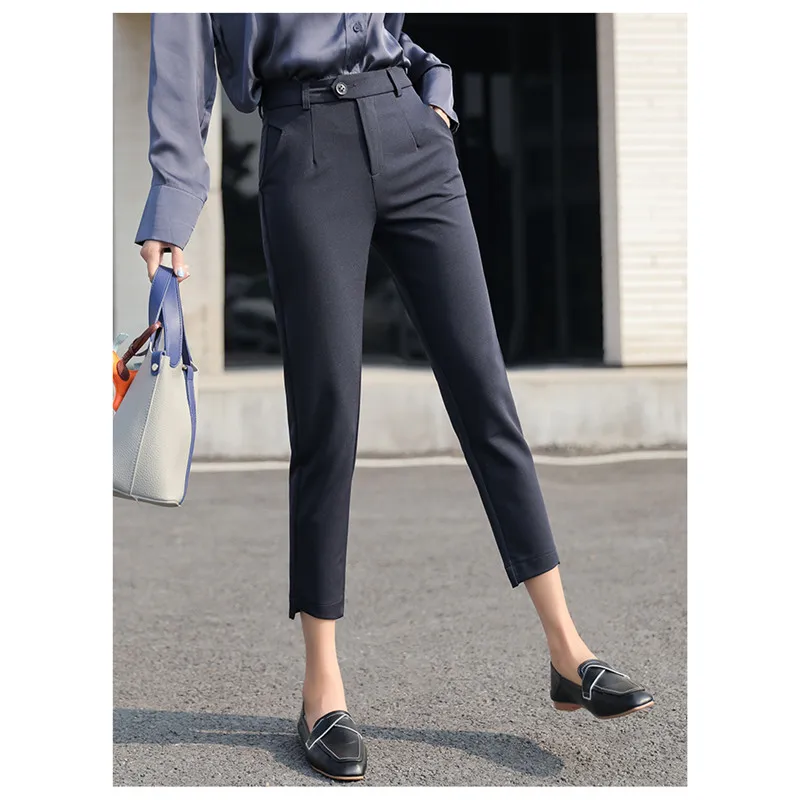 JUJULAND брюки женские новые капри до щиколотки женские леггинсы Pantalon Femme рабочая одежда с высокой талией эластичные повседневные женские 9082 - Цвет: Темно-синий